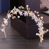 Pearl Beaded Flower Headband for Women Girls Bridal Wedding Hair Accessories