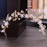 Pearl Beaded Flower Headband for Women Girls Bridal Wedding Hair Accessories