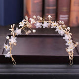 Pearl Beaded Flower Headband for Women Girls Bridal Wedding Hair Accessories