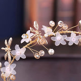 Pearl Beaded Flower Headband for Women Girls Bridal Wedding Hair Accessories