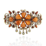 Vintage Resin Flower Hair Barrette Clamp Retro Large Rhinestone Hairpin