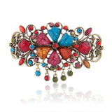 Vintage Resin Flower Hair Barrette Clamp Retro Large Rhinestone Hairpin