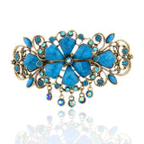 Vintage Resin Flower Hair Barrette Clamp Retro Large Rhinestone Hairpin