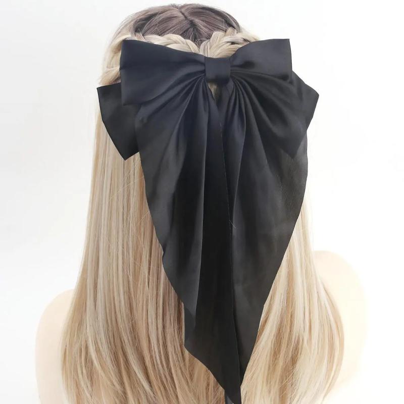 8-Inch Adult Big Bow Hairpin Solid Satin Girl's Hair Accessories
