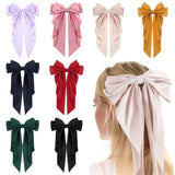 8-Inch Adult Big Bow Hairpin Solid Satin Girl's Hair Accessories