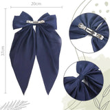 8-Inch Adult Big Bow Hairpin Solid Satin Girl's Hair Accessories