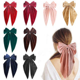 8-Inch Adult Big Bow Hairpin Solid Satin Girl's Hair Accessories