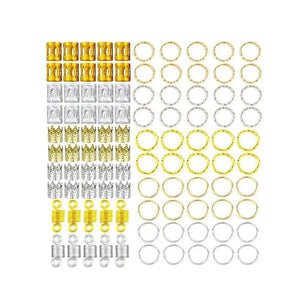 100Pcs Hair Coil Dreadlocks Beads Cuffs Braiding Clips