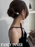 Punk Silver Hair Stick with Pearl Hairpin
