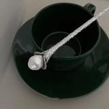 Punk Silver Hair Stick with Pearl Hairpin