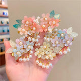 Hanfu Butterfly Flower Hairpin Tassel Hairgrips Combo Clip