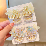 Hanfu Butterfly Flower Hairpin Tassel Hairgrips Combo Clip