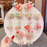 Hanfu Butterfly Flower Hairpin Tassel Hairgrips Combo Clip