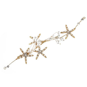 Crystal Golden Pearl Headwear Hand Woven Bridal Hair Accessories