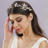 Crystal Golden Pearl Headwear Hand Woven Bridal Hair Accessories
