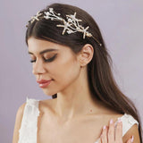 Crystal Golden Pearl Headwear Hand Woven Bridal Hair Accessories