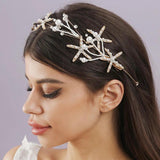 Crystal Golden Pearl Headwear Hand Woven Bridal Hair Accessories