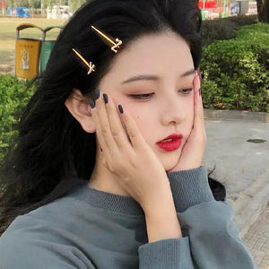 Minimalist Letter Hairpin Wild Metal One-word Clip Female Headgear