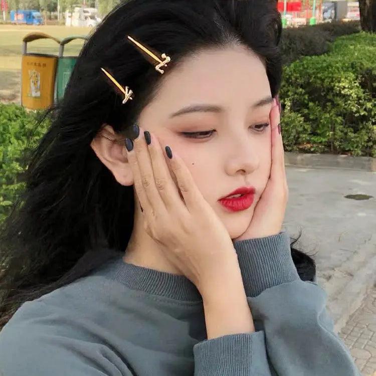 Minimalist Letter Hairpin Wild Metal One-word Clip Female Headgear