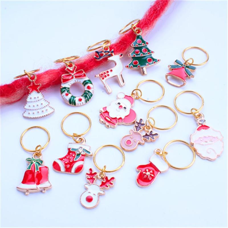 3pcs Christmas Hair Rings for Braids Deer Santa Hair Accessories
