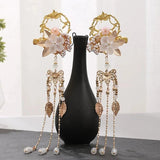 Floral Leaf Pearl Tassel Hairpins Clips for Wedding