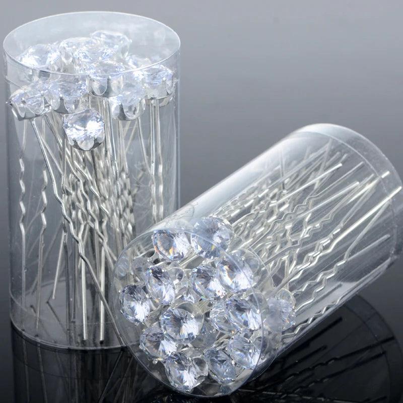 20pcs Bridal Wedding Hair Jewelry Single Clear Crystal Hair Pins Clips