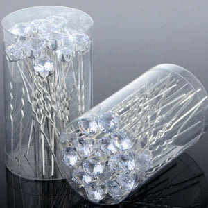 20pcs Bridal Wedding Hair Jewelry Single Clear Crystal Hair Pins Clips