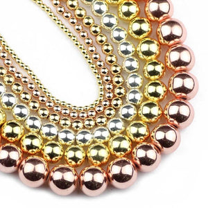 Rose Color Hematite Beads Silver Plated 2~10mm
