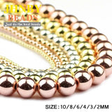 Rose Color Hematite Beads Silver Plated 2~10mm