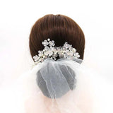 Bride Flower Hair Comb Rhinestone Tiara Wedding Accessory