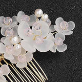 Bride Flower Hair Comb Rhinestone Tiara Wedding Accessory