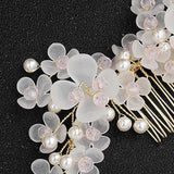 Bride Flower Hair Comb Rhinestone Tiara Wedding Accessory