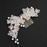 Bride Flower Hair Comb Rhinestone Tiara Wedding Accessory