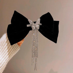 Flannelette Bowknot Crystal Hairpins For Women Rhinestones Hair Accessories