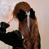 Flannelette Bowknot Crystal Hairpins For Women Rhinestones Hair Accessories