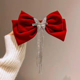 Flannelette Bowknot Crystal Hairpins For Women Rhinestones Hair Accessories