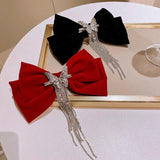 Flannelette Bowknot Crystal Hairpins For Women Rhinestones Hair Accessories