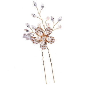 Rose Silver Hair Accessories Wedding Pearl Rhinestone Hair Clips Bridal Hair Jew