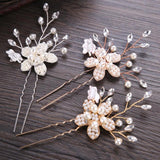 Rose Silver Hair Accessories Wedding Pearl Rhinestone Hair Clips Bridal Hair Jew