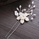 Rose Silver Hair Accessories Wedding Pearl Rhinestone Hair Clips Bridal Hair Jew