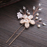 Rose Silver Hair Accessories Wedding Pearl Rhinestone Hair Clips Bridal Hair Jew