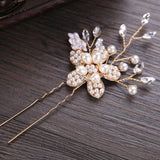 Rose Silver Hair Accessories Wedding Pearl Rhinestone Hair Clips Bridal Hair Jew