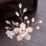 Rose Silver Hair Accessories Wedding Pearl Rhinestone Hair Clips Bridal Hair Jew