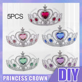 5Pcs Girls Princess Crown Tiara Set Kids Hair Ornament Dress Party Headband
