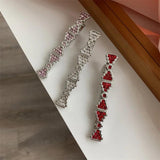 Y2K Crystal Bow Hairpin Red Pink Rhinestone Clip