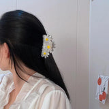 Vintage Pink Green Acrylic Flower Hair Claw Tulip Hairpin