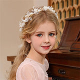 Bridal Pearl Crystal Flower Ribbon Hairband Headpiece
