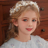 Bridal Pearl Crystal Flower Ribbon Hairband Headpiece