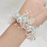 Bridal Pearl Crystal Flower Ribbon Hairband Headpiece