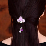 Ethnic Elastic Hair Jewelry Glass Glazed Leaf Resin Flower Head Wear
